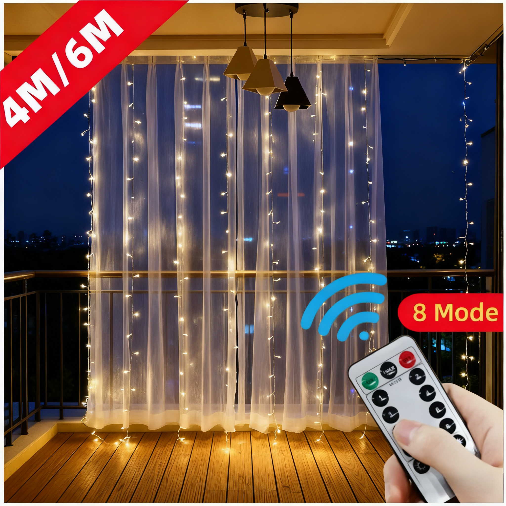 4/6M/8 Mode Curtain Garland on - Fairy Light Curtain reseña y precio