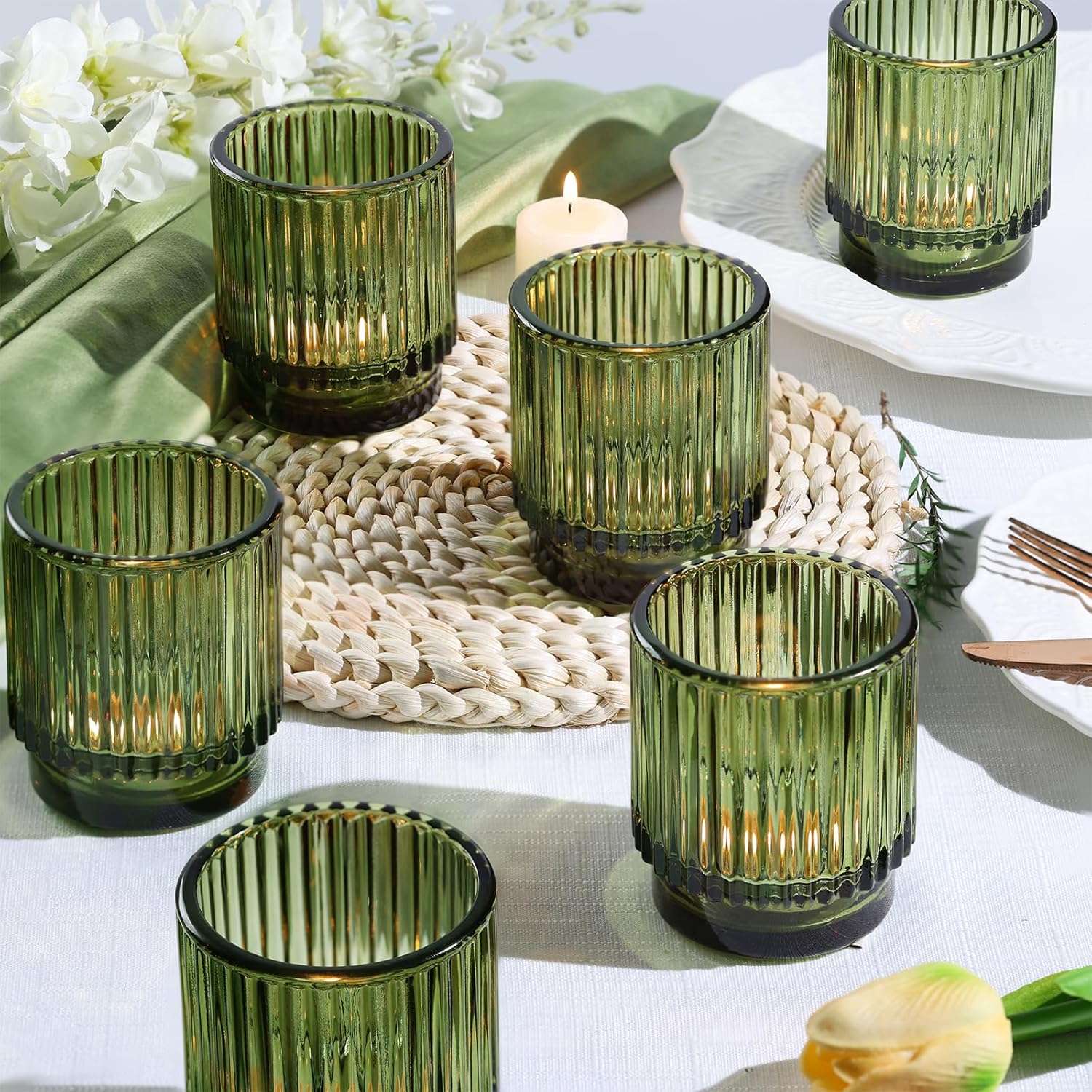 8pcs Green Votive Candle Holde - Lighting Decor Wedding reseña y precio