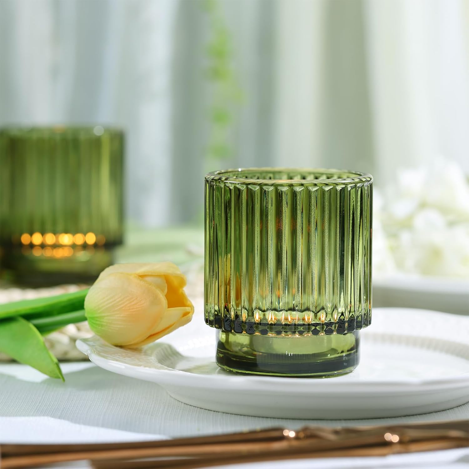 8pcs Green Votive Candle Holde - Lighting Decor Wedding reseña y precio