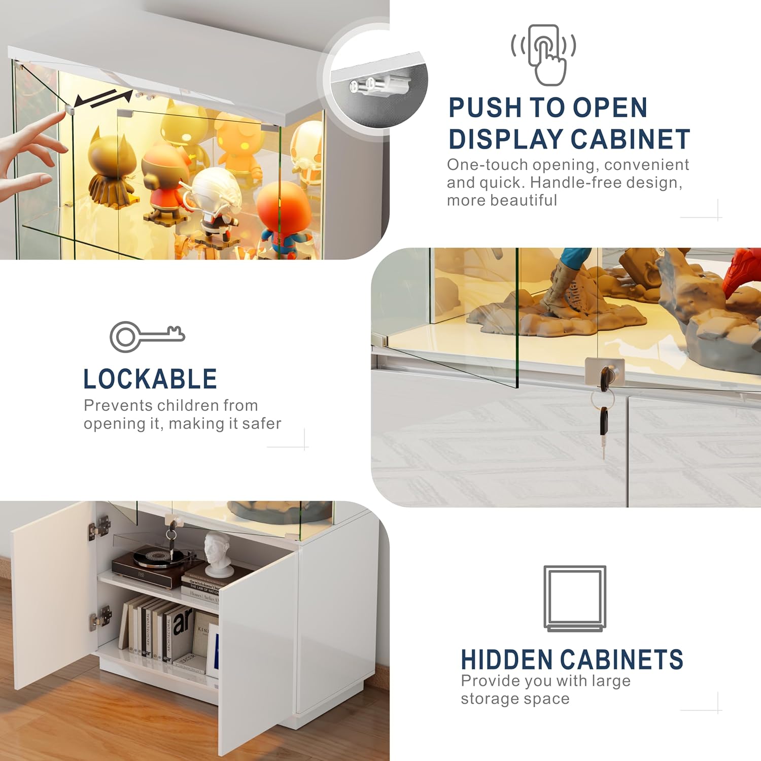 71'' Display Cabinet with Glas - Lighting & Home Decor Studio reseña y precio