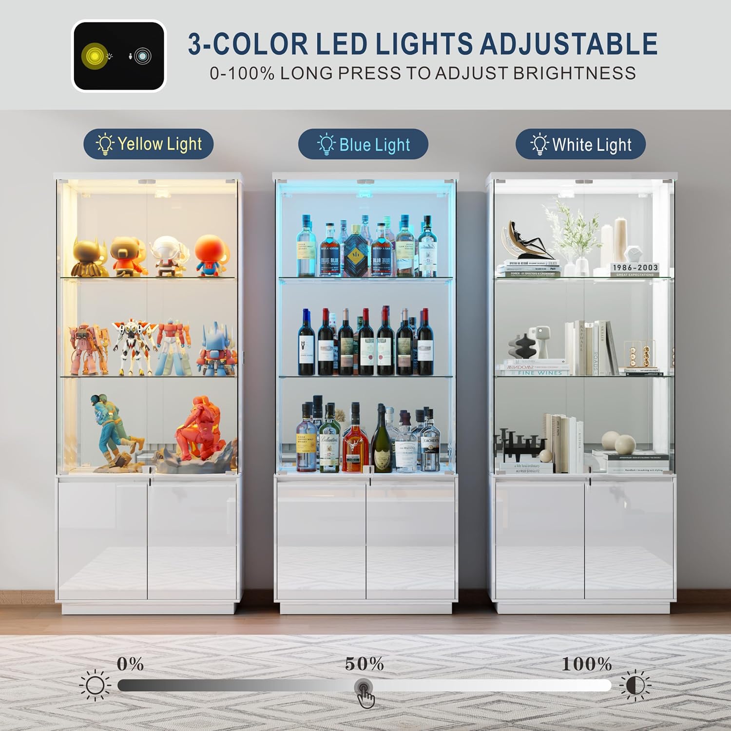 71'' Display Cabinet with Glas - Lighting & Home Decor Studio reseña y precio