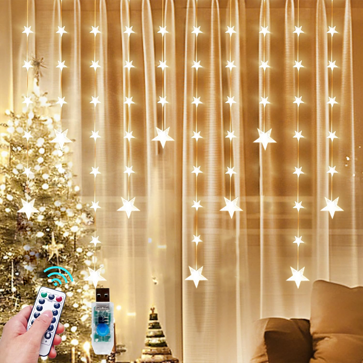 1pc 120 LED Star Curtain Light - Fairy Light Curtain reseña y precio