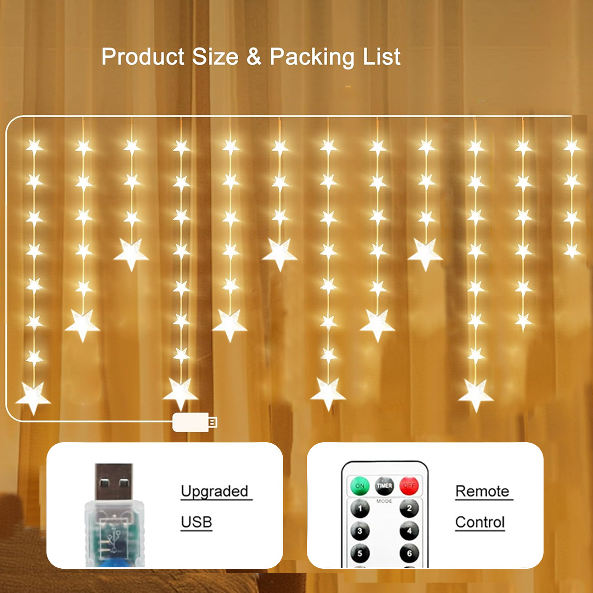 1pc 120 LED Star Curtain Light - Fairy Light Curtain reseña y precio