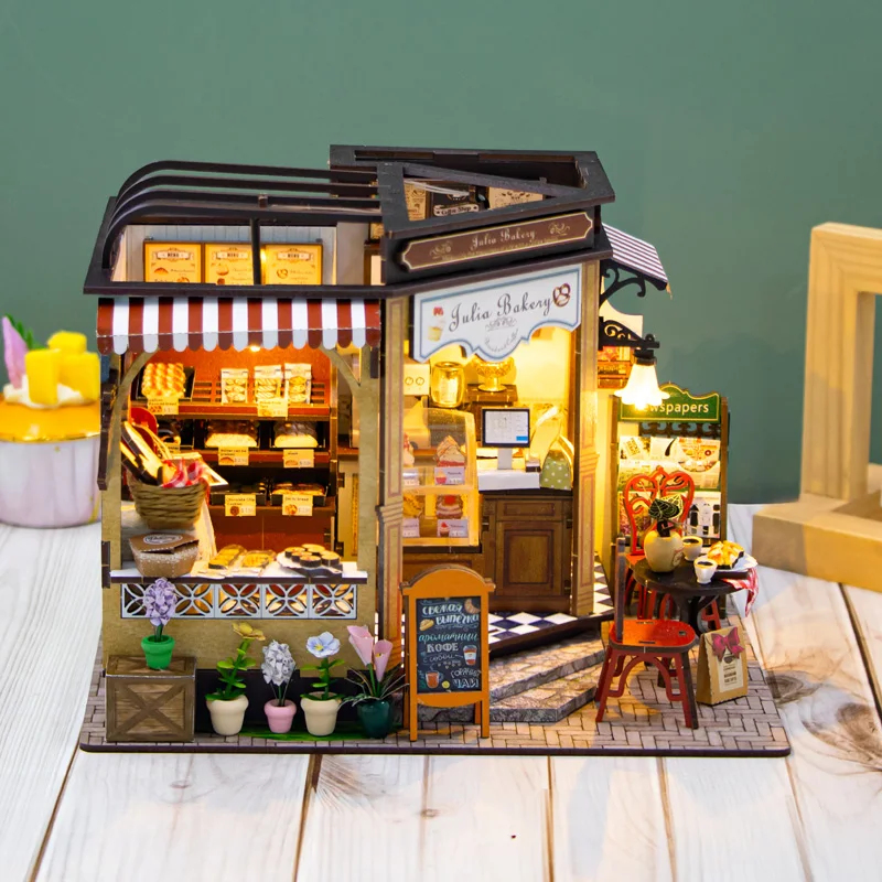 OUZEY Miniature Wooden Dollhou - Lighting Decor House reseña y precio