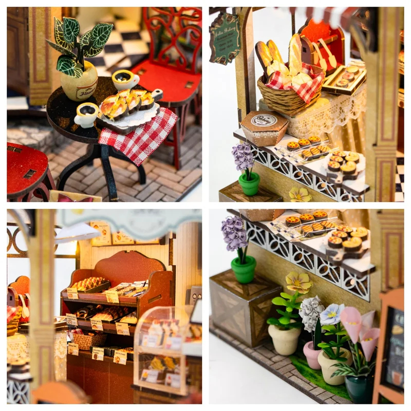 OUZEY Miniature Wooden Dollhou - Lighting Decor House reseña y precio
