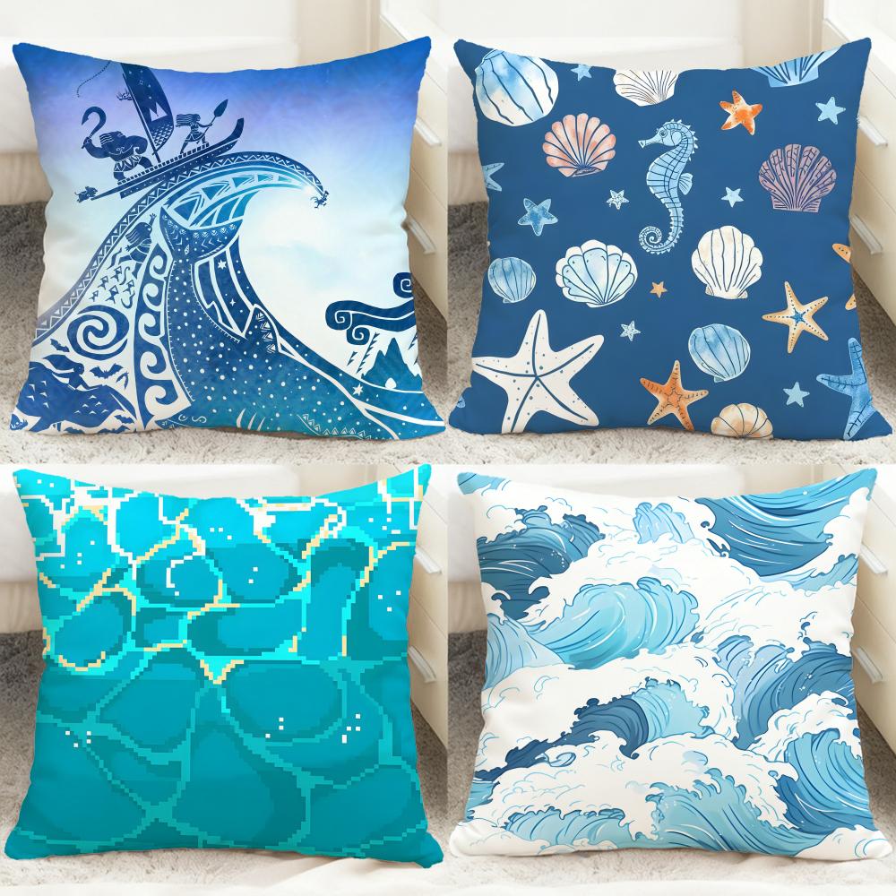 Light blue ocean ripple Cushio - Lighting Decor And Beyond reseña y precio
