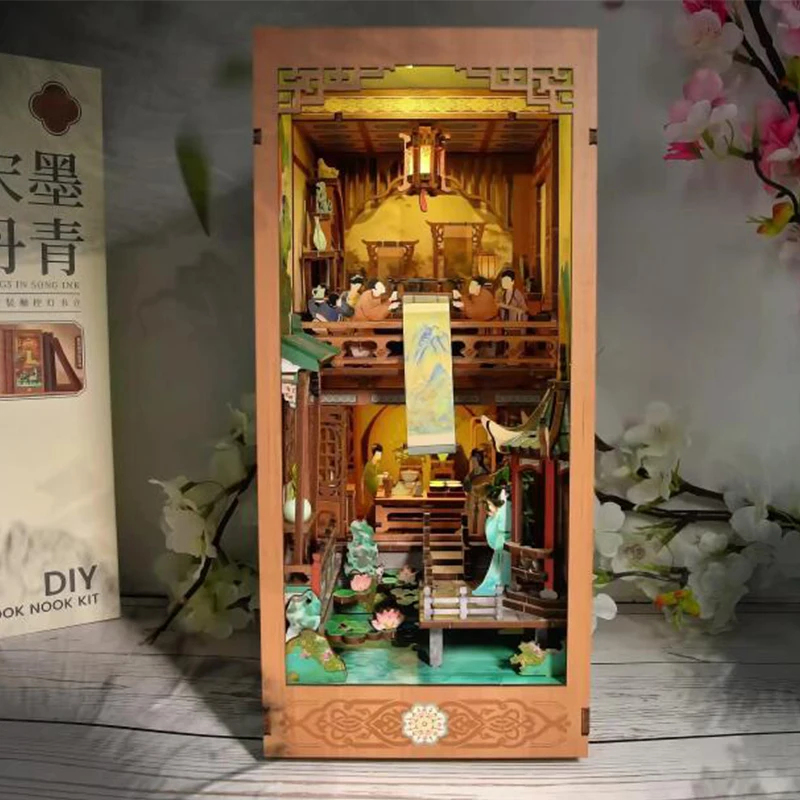 OUZEY Wooden Book Nook Shelf I - Lighting Decor House reseña y precio