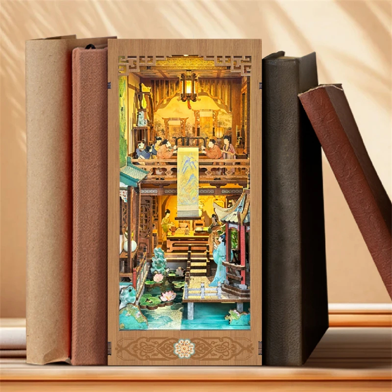 OUZEY Wooden Book Nook Shelf I - Lighting Decor House reseña y precio