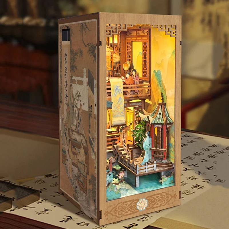 OUZEY Wooden Book Nook Shelf I - Lighting Decor House reseña y precio