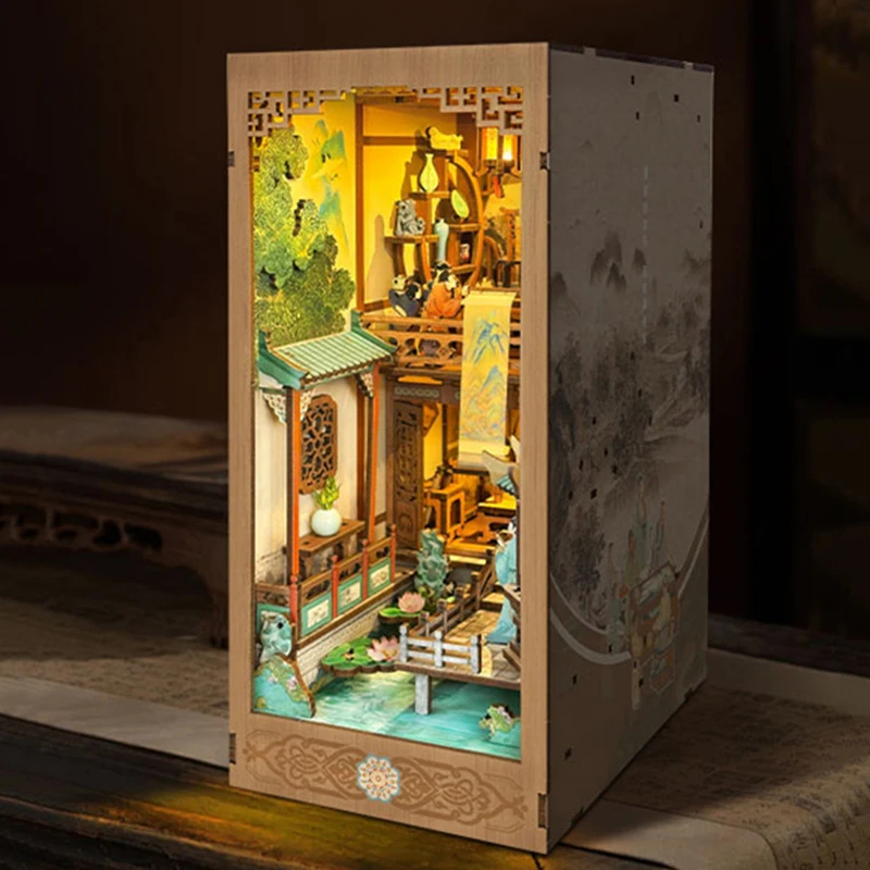 OUZEY Wooden Book Nook Shelf I - Lighting Decor House reseña y precio
