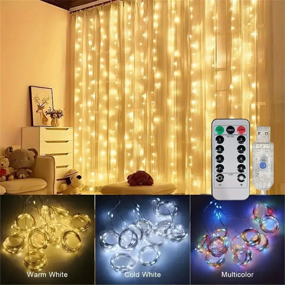 USB Curtain Lighting String Ho - Fairy Light Curtain reseña y precio