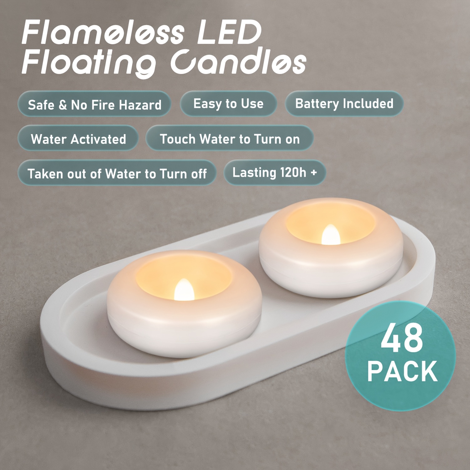48 LED Floating Candles, 3-inc - Up Lighting Decor reseña y precio