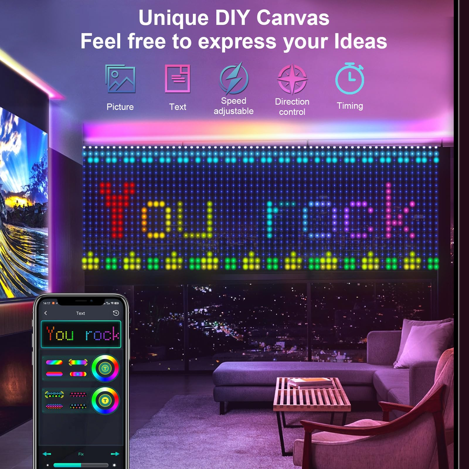 400LEDs RGBIC Smart Curtain Li - Fairy Light Curtain reseña y precio