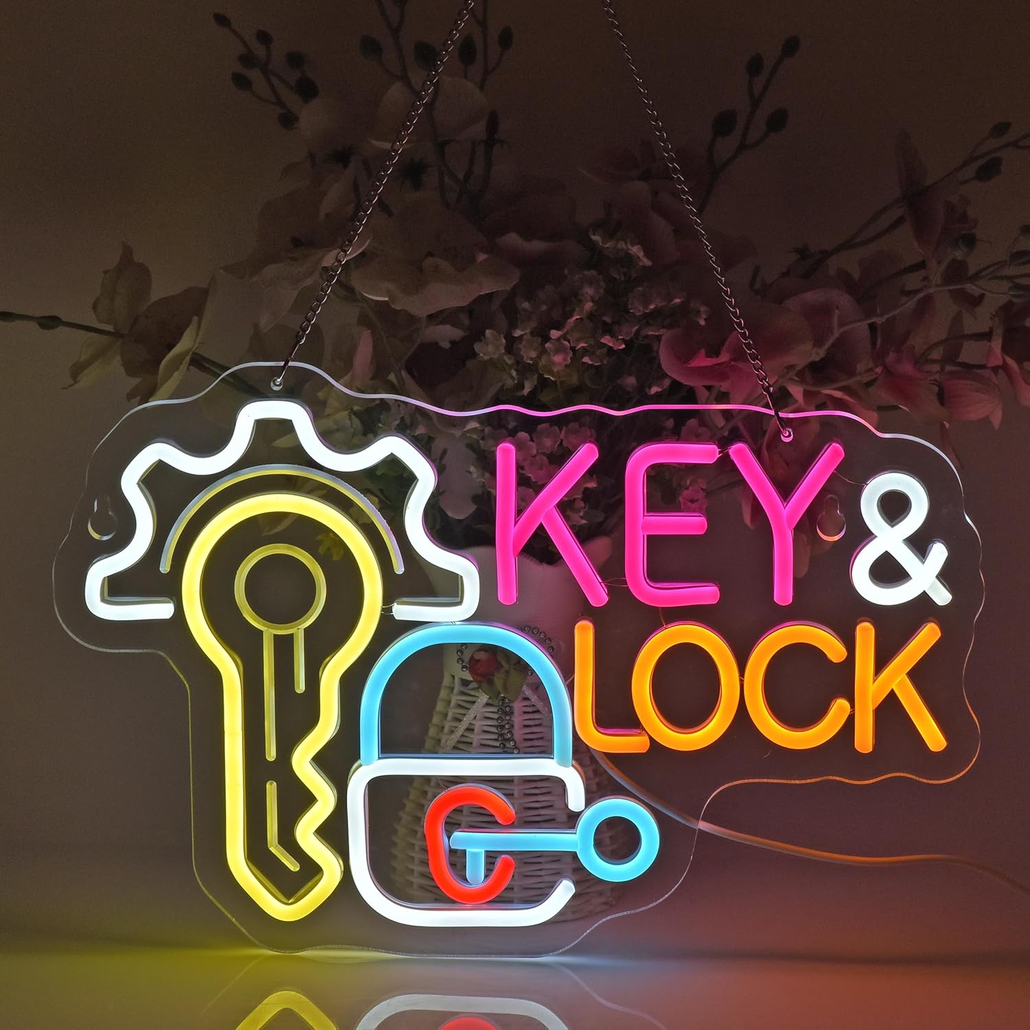 Key Lock Neon Sign Hanging Neo - Lighting Decor Rentals reseña y precio