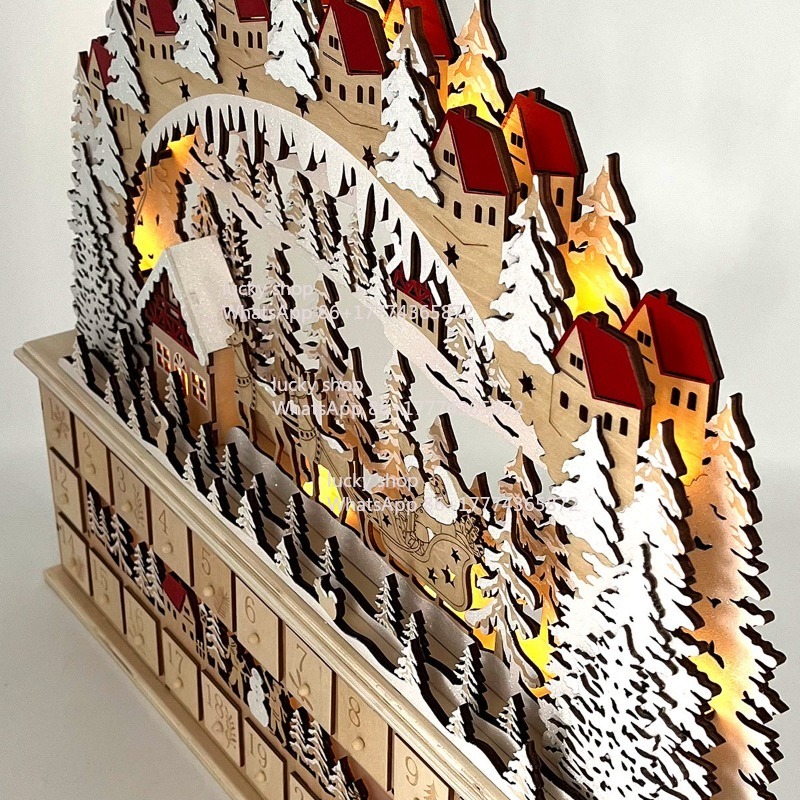 Christmas Wooden Forest Sleigh - Lighting Decor Woodbridge reseña y precio