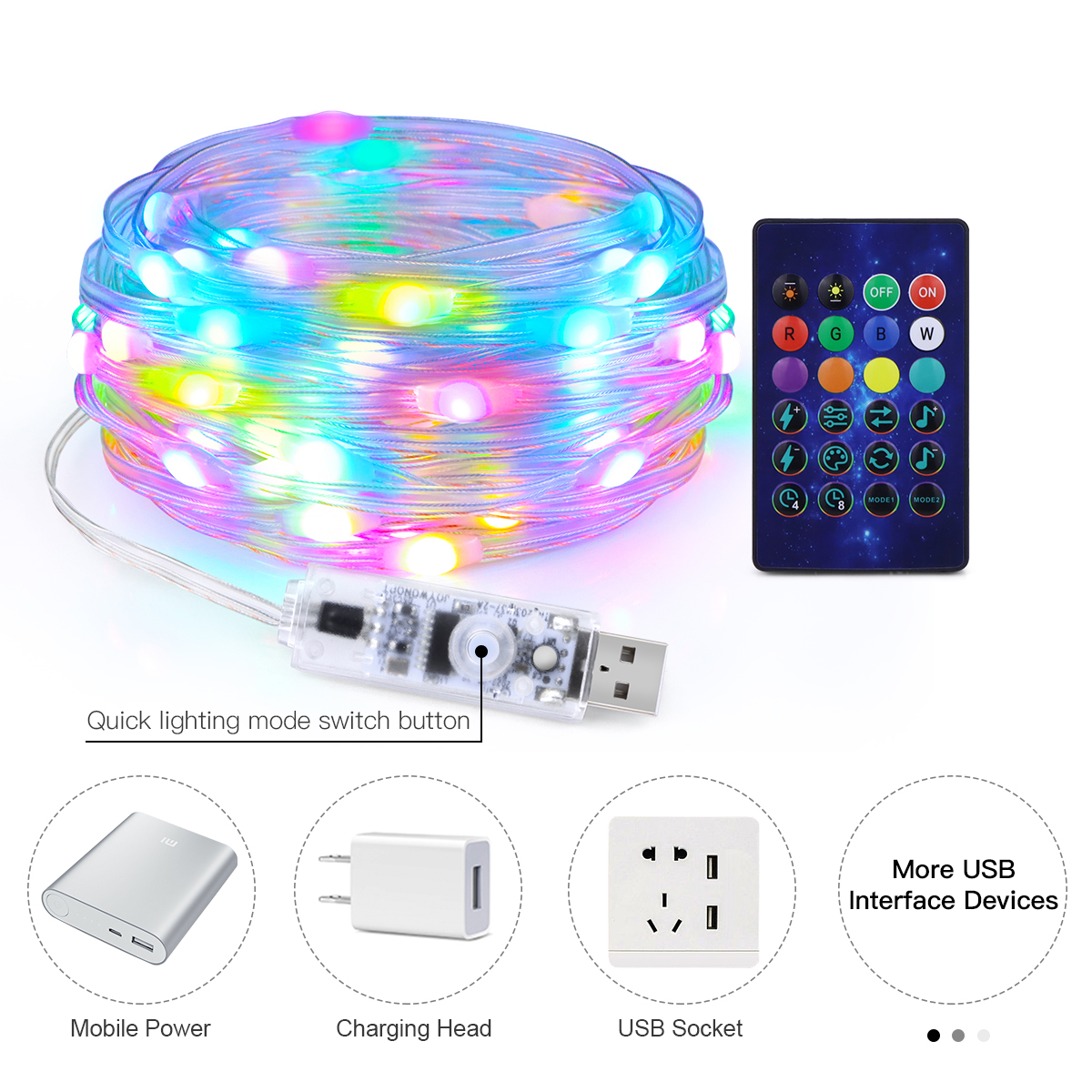 WS2812B RGBIC LED String 20m 1 - Fairy Light Curtain reseña y precio