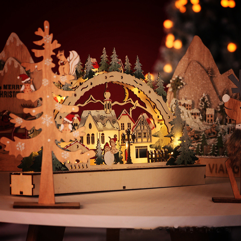 Wooden Christmas LED Bridge La - Lighting Decor Woodbridge reseña y precio