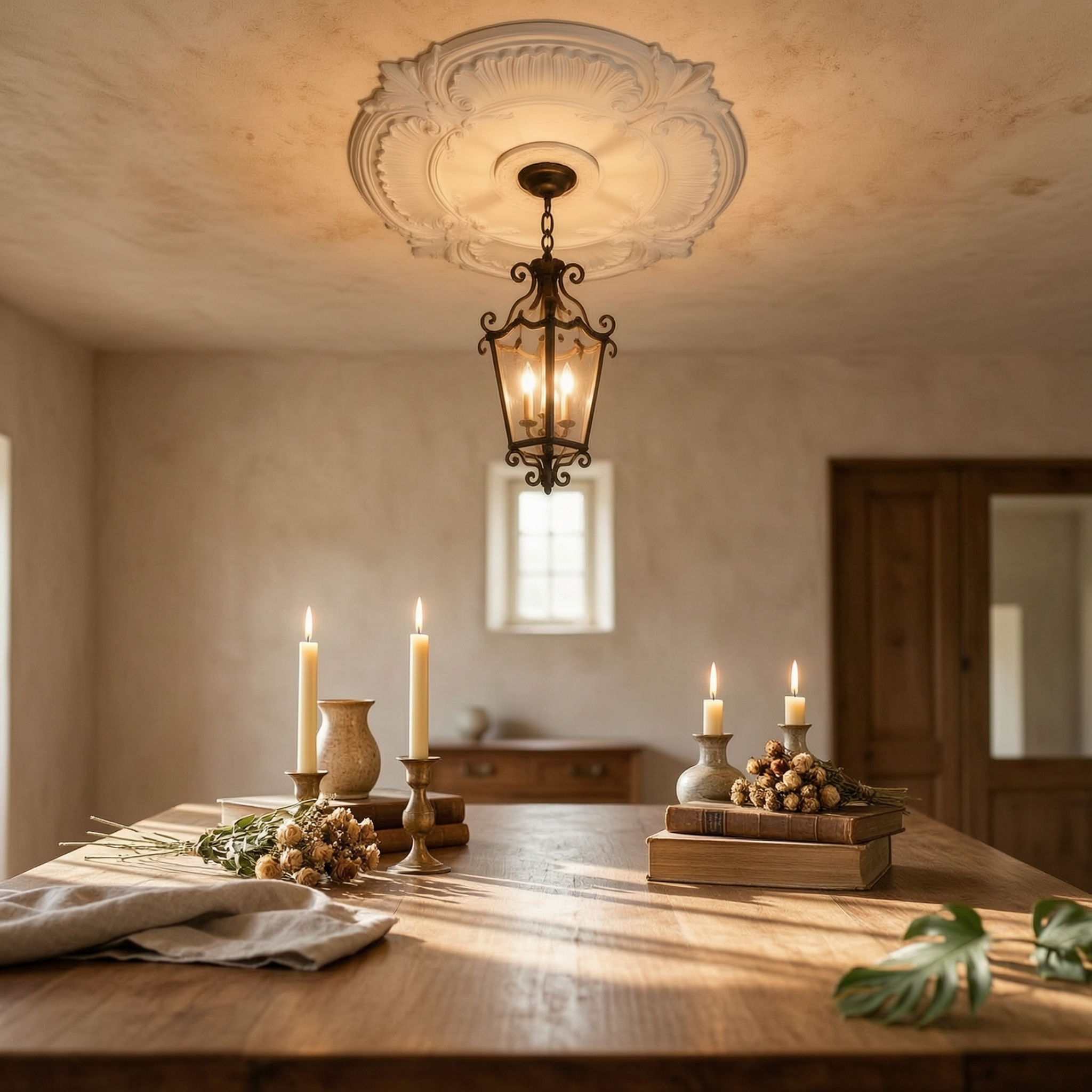 Round PU Ceiling Medallion Orn - Decor Lighting & Decor Fires reseña y precio