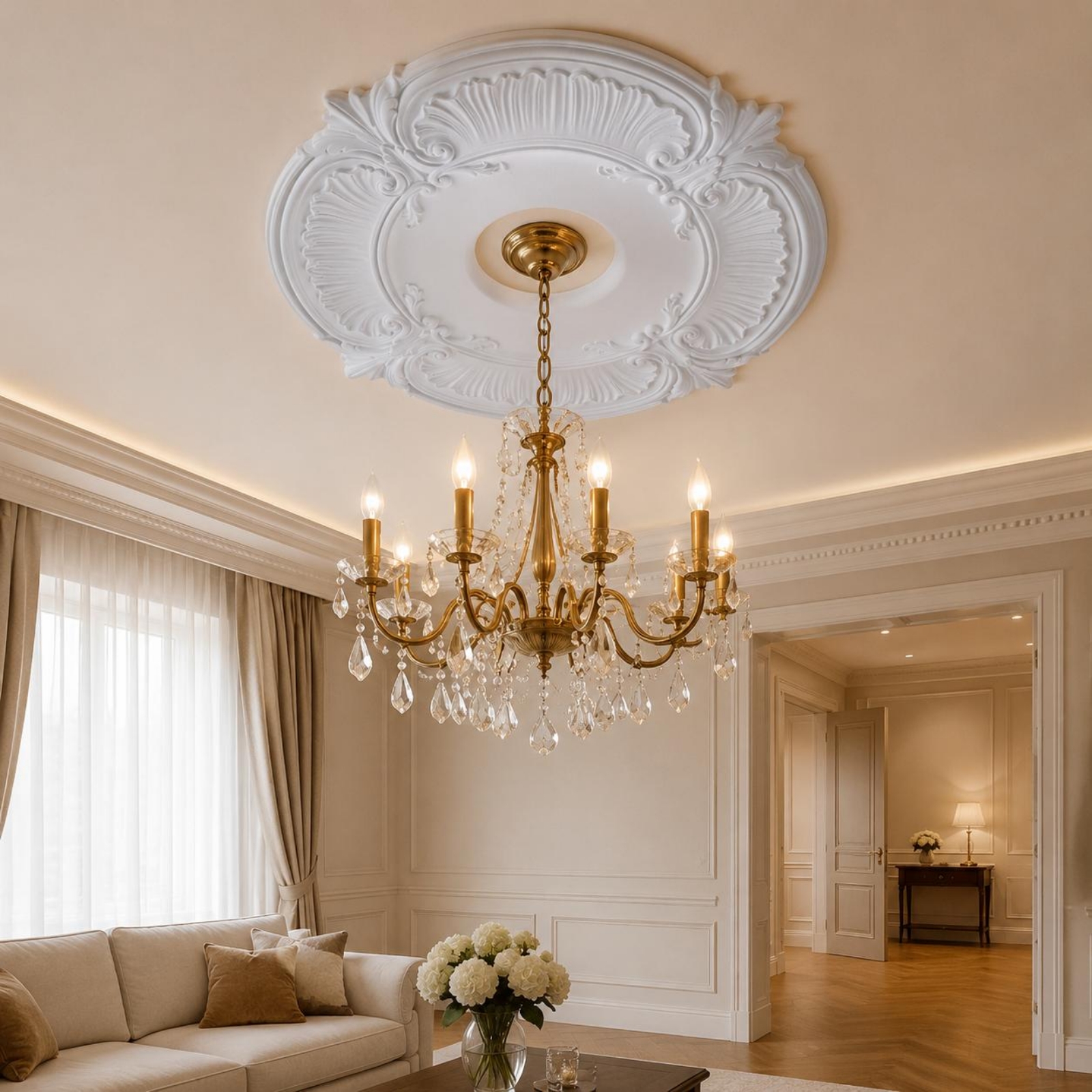 Round PU Ceiling Medallion Orn - Decor Lighting & Decor Fires reseña y precio