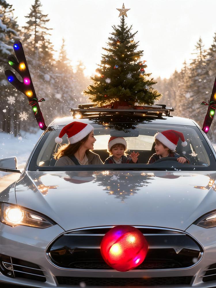 Car Reindeer Antlers with Nose - Up Lighting Decor reseña y precio