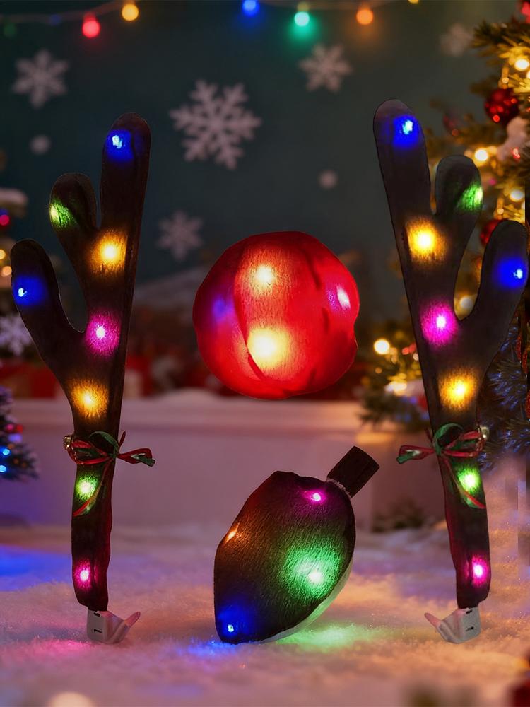 Car Reindeer Antlers with Nose - Up Lighting Decor reseña y precio